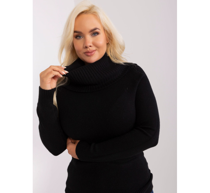 Černý dámský svetr plus size s viskózou