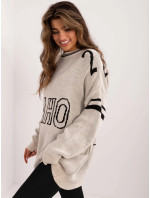 Damski sweter oversize beżowy (0558)