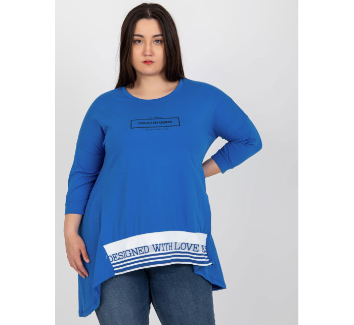 Tmavě modrá asymetrická plus size tunika