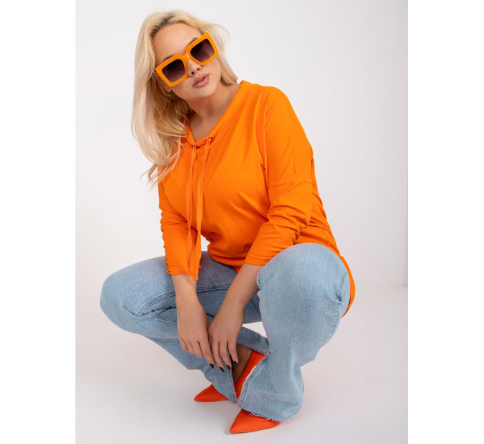 Oranžová bavlněná halenka plus size basic