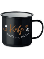 KAFE S DONÁŠKOU DO POSTELE - černý plecháček 350 ml