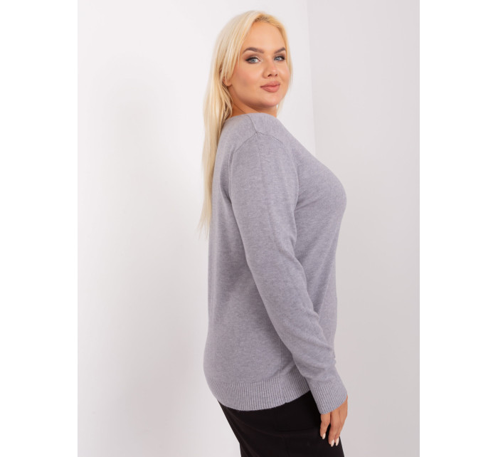 Šedý dámský svetr plus size s viskózou