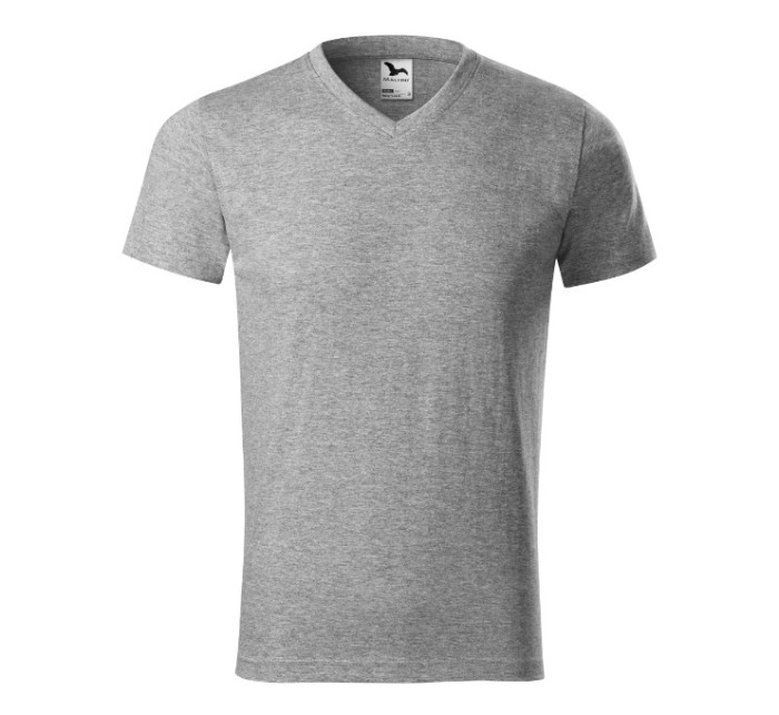 Heavy V-neck tričko unisex tmavě šedý melír