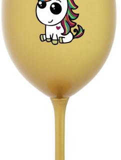DUHOVÝ JEDNOROŽEC - zlatá sklenice na víno 350 ml
