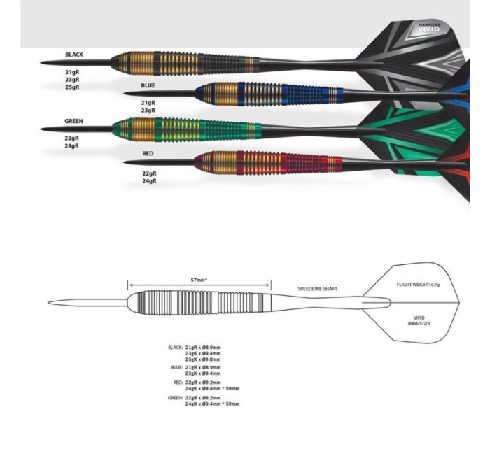 Šipky Harrows Vivid Steeltip HS-TNK-000013782