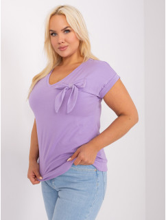 Fialová halenka plus size s krátkým rukávem