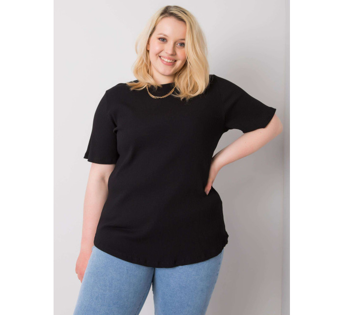 Černá pruhovaná halenka plus size velikosti