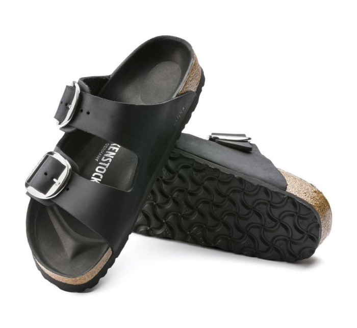 Dámské žabky Birkenstock Arizona Big Buckle Oiled Leather Black narrow (1011075) dámské