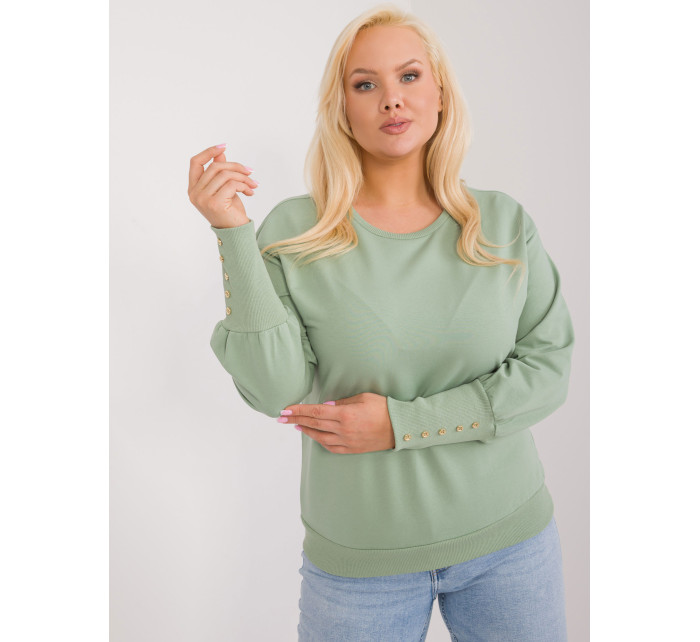 Mikina Pistachio plus size s knoflíky na rukávech