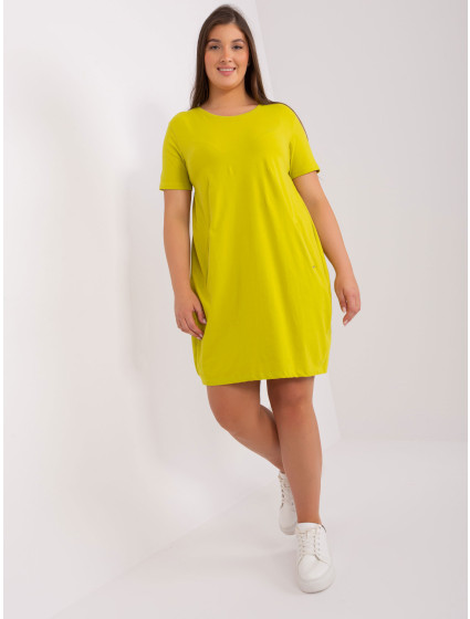 Základní limetkové šaty plus size s kapsami