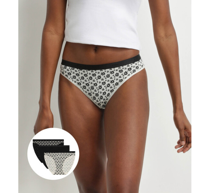 Dámské bavlněné kalhotky 3 ks DIM LES POCKETS COTTON BOXER 3x - DIM - černá