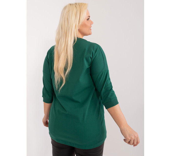 Tmavě zelená halenka plus size s kapsami