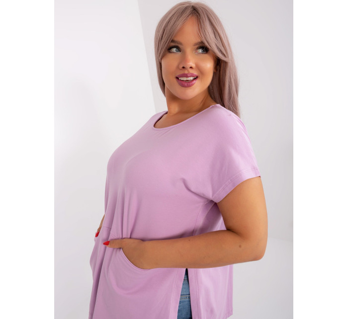 Světle fialová halenka plus size s kapsami