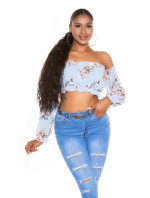 Dámský sexy top Carmen Růžová s květinovým vzorem Style model 20190967 - Koucla