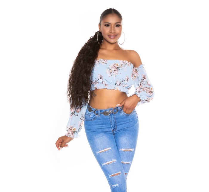 Dámský sexy top Carmen Růžová s květinovým vzorem Style model 20190967 - Koucla