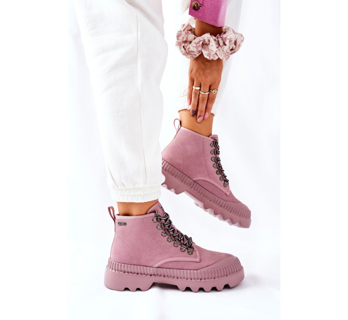 Leather Trapper Boots Big Star II274367 Pink