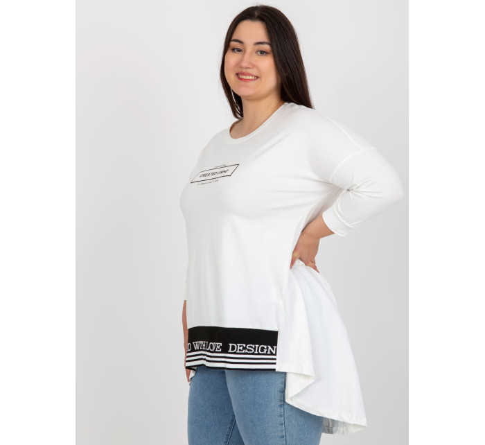 Ecru mikina plus size tunika s 3/4 rukávem