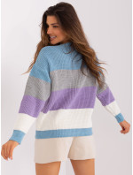 Modrý a fialový pruhovaný oversize svetr