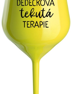 DĚDEČKOVA TEKUTÁ TERAPIE - žlutá nerozbitná sklenice na víno 470 ml