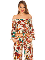 Sexy off shoulder shirt floral print with loop