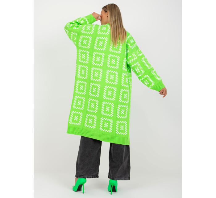 Fluo zelený dlouhý oversize cardigan RUE PARIS