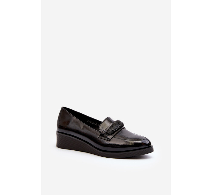 Dámské lakované boty Loafers Black Polike