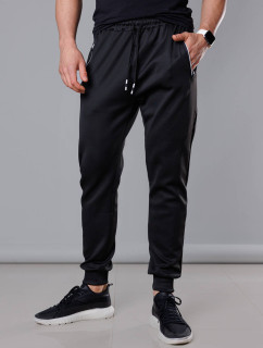 Černé pánské teplákové kalhoty se stahovacími lemy model 18345019 - J.STYLE