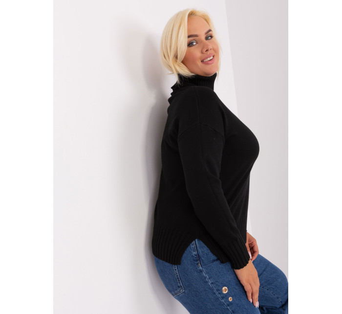 Černý dámský svetr plus size s viskózou