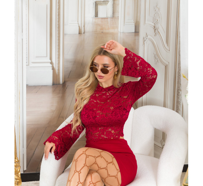 Sexy longsleeve Lace Crop Top with model 20763753 - Style fashion