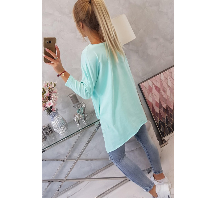 Halenka oversize s duhovým potiskem mint