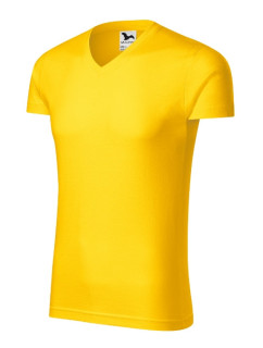 Slim Fit V-neck tričko pánské žlutá