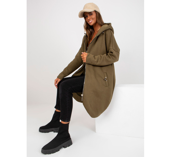 Khaki basic mikina s kapsami Tina RUE PARIS