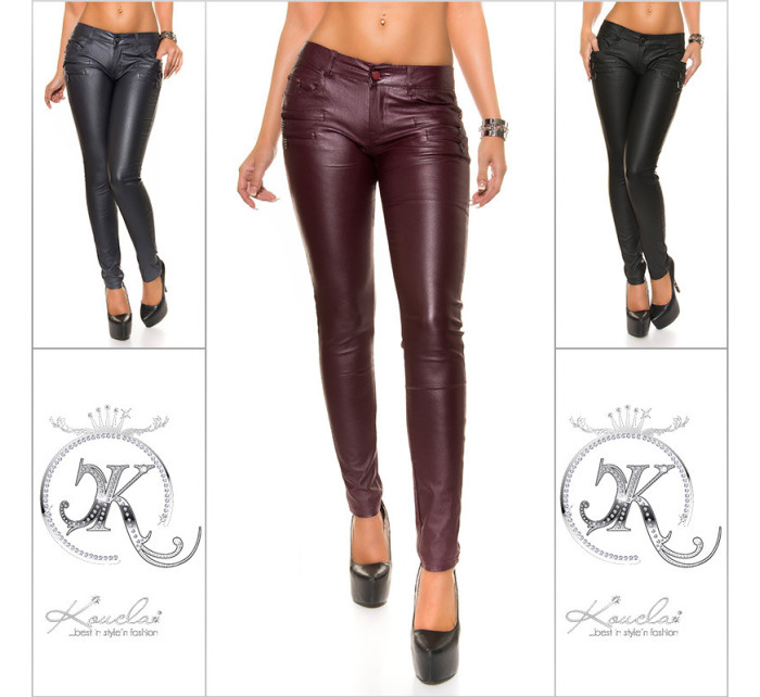 Sexy leather look trousers with zip pockets