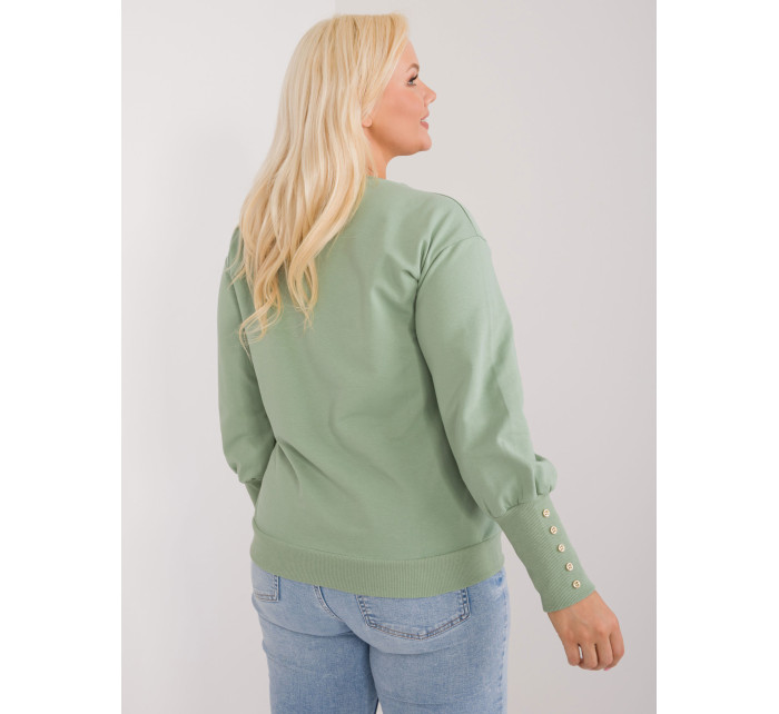 Mikina Pistachio plus size s knoflíky na rukávech