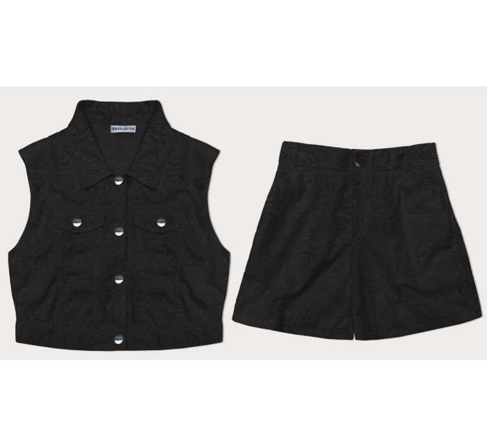 Černý letní komplet - vesta a krátké šortky (72018)