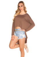 Trendy KouCla HighLow Oversize Crop Shirt