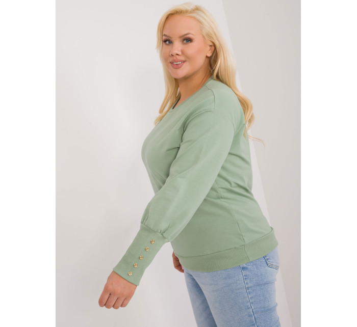 Mikina Pistachio plus size s knoflíky na rukávech