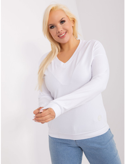 Bílá dámská halenka plus size s nášivkou