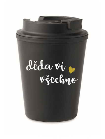 DĚDA VÍ VŠECHNO - černý termohrnek 300 ml