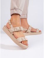 Originální dámské hnědé  sandály bez podpatku