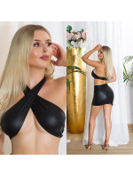 Sexy Wetlook crop top 20823 černý - Koucla