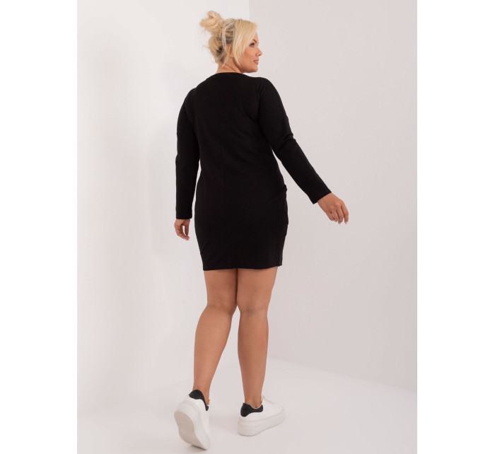 Černé bavlněné šaty plus size velikosti s nápisy