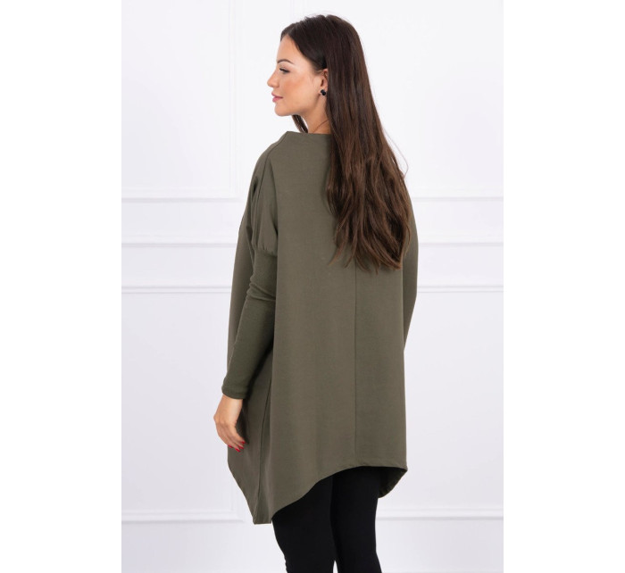 Oversize mikina s asymetrickými stranami khaki