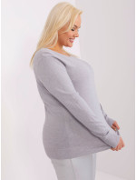 Šedý hladký svetr větší velikosti s dlouhým rukávem