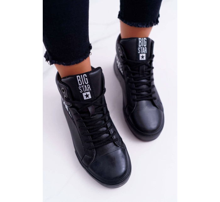 Women's High Leather Sneakers Big Star Black