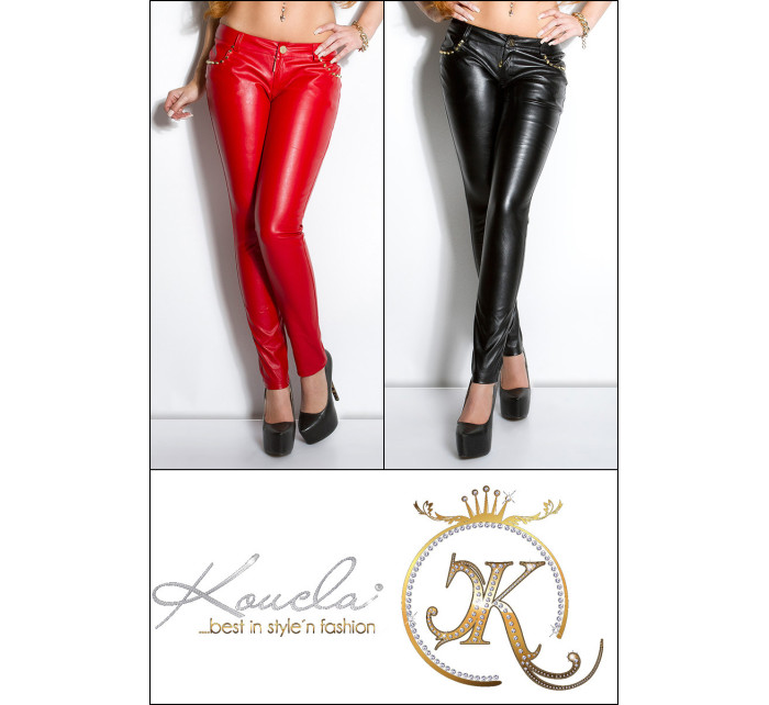 Sexy KouCla leatherlook-pants with studs on pocket