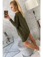 Oversize mikina s asymetrickými stranami khaki