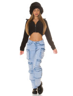 Sexy džíny Musthave Highwaist Cargo Jeans light denim