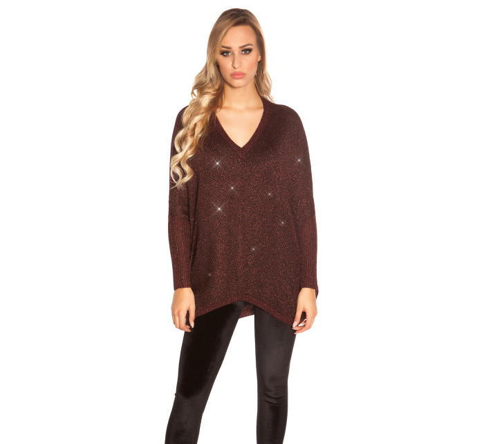 Trendy svetr KouCla V-Cut Oversize Glitter