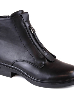W model 19145980 černé zateplené boty na podpatku se zipem - FILIPPO
